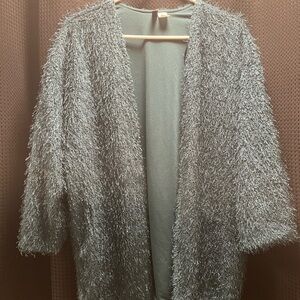 H&M Women's Silver Fuzzy Cardigan